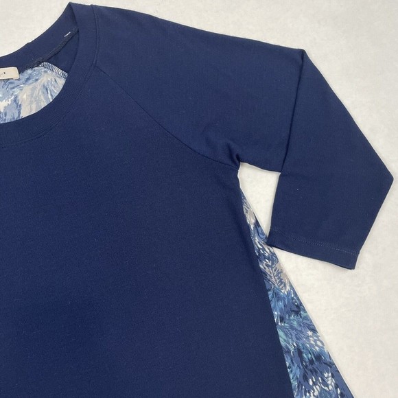 GILLI Oversized Top Women's Size Small 3/4 Sleeve Round Neck Blue Made in USA - Picture 3 of 9